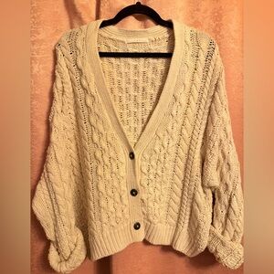 Oversized Cream Cable Knit Cardigan